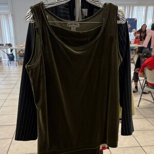 Black Linen Olive Velvet Tank Top